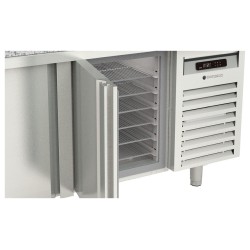 Mesa de preparación refrigerada PC80-200-27-LGL con tapa de cristal elevable para 27 cubetas GN 1/6