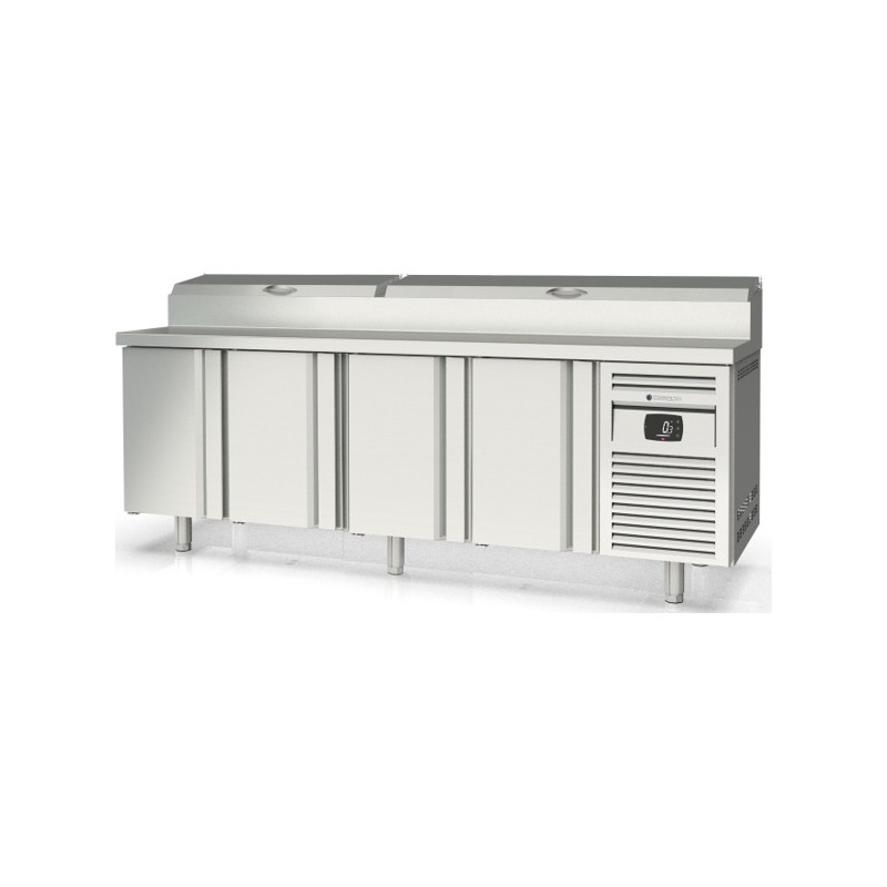 Mesa fría Salad Chef MFEI70-225 con expositor para 13 cubetas GN 1/4 y 4 puertas