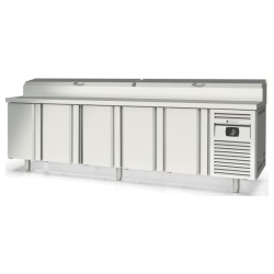 Mesa fría Salad Chef MFEI70-270 con expositor para 16 cubetas GN 1/4 y 5 puertas