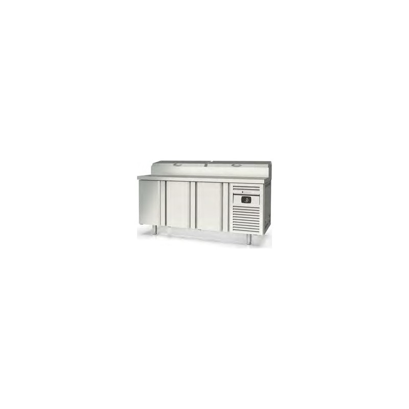 Mesa fría Salad Chef MFEI70-180-1/6 con expositor para 10 cubetas GN 1/6 y 3 puertas