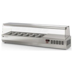 Expositor refrigerado de ingredientes EI-1/4-150 para 6 cubetas GN 1/4 con cúpula de cristal