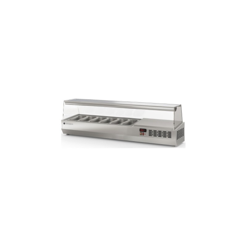 Expositor refrigerado de ingredientes EI-1/4-150 para 6 cubetas GN 1/4 con cúpula de cristal