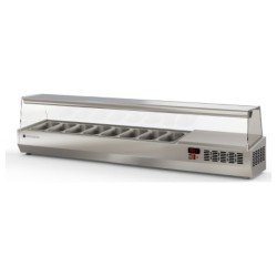 Expositor refrigerado de ingredientes EI-1/4-180 para 8 cubetas GN 1/4 con cúpula de cristal