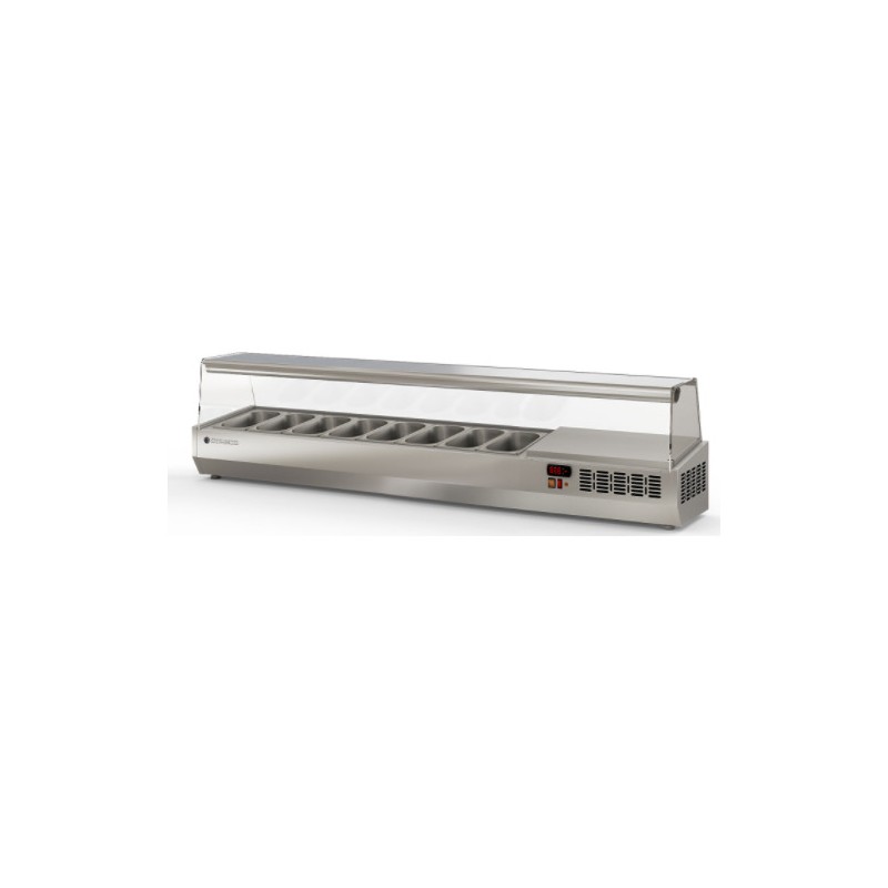 Expositor refrigerado de ingredientes EI-1/4-180 para 8 cubetas GN 1/4 con cúpula de cristal
