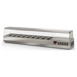 Expositor refrigerado de ingredientes EI-1/4-200 para 9 cubetas GN 1/4 con cúpula de cristal