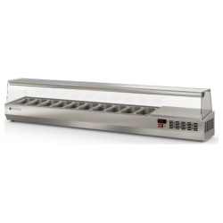 Expositor refrigerado de ingredientes EI-1/4-225 para 10 cubetas GN 1/4 con cúpula de cristal