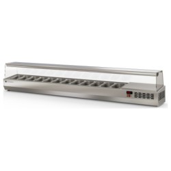 Expositor refrigerado de ingredientes EI-1/4-250 para 12 cubetas GN 1/4 con cúpula de cristal