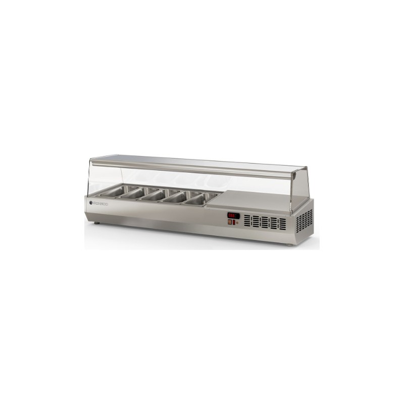 Expositor refrigerado de ingredientes EI-1/3-150 para 5 cubetas GN 1/3 con cúpula de cristal