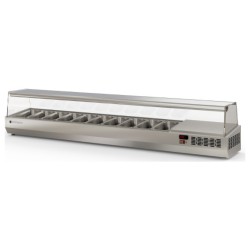 Expositor refrigerado de ingredientes EI-1/3-225 para 10 cubetas GN 1/3 con cúpula de cristal