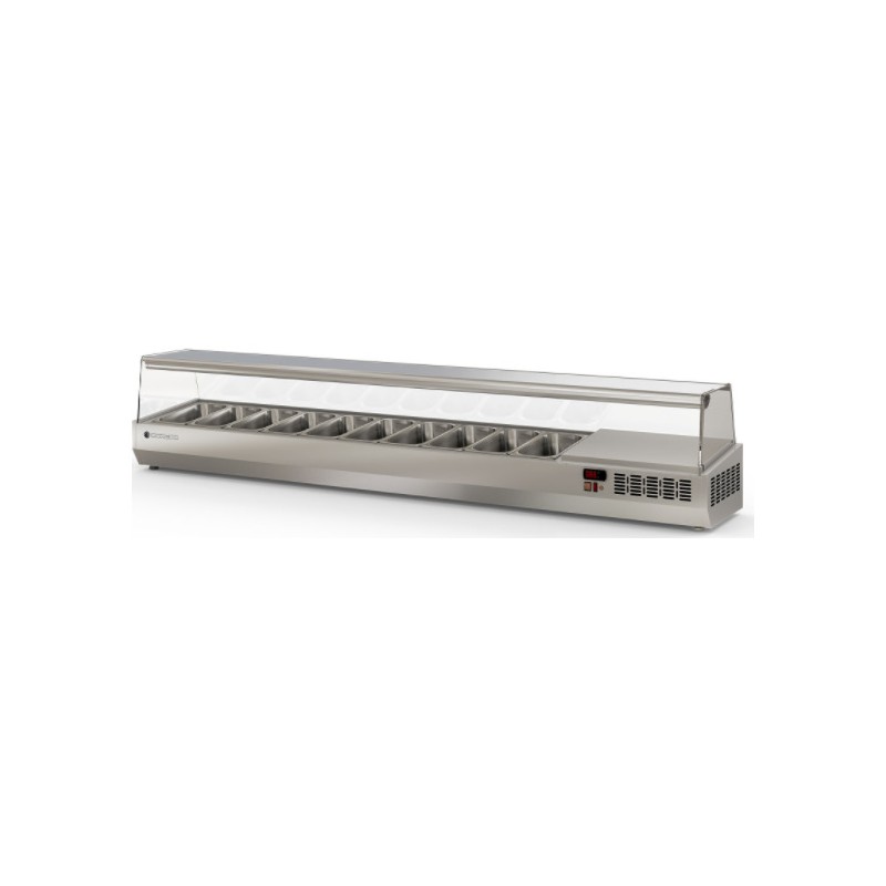 Expositor refrigerado de ingredientes EI-1/3-225 para 10 cubetas GN 1/3 con cúpula de cristal
