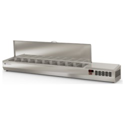 Expositor refrigerado de ingredientes EI-1/4-225-T para 10 cubetas GN 1/4 con tapa inox abatible