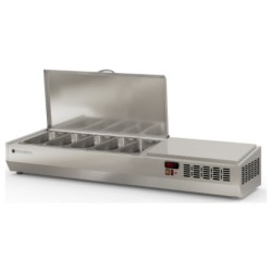 Expositor refrigerado de ingredientes EI-1/3-150-T para 5 cubetas GN 1/3 con tapa inox abatible