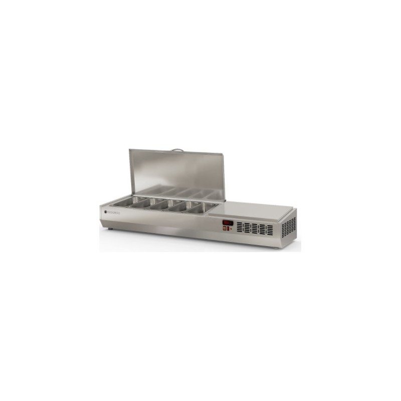 Expositor refrigerado de ingredientes EI-1/3-150-T para 5 cubetas GN 1/3 con tapa inox abatible