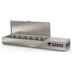 Expositor refrigerado de ingredientes EI-1/3-180-T para 7 cubetas GN 1/3 con tapa inox abatible
