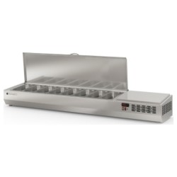 Expositor refrigerado de ingredientes EI-1/3-200-T para 8 cubetas GN 1/3 con tapa inox abatible