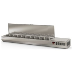 Expositor refrigerado de ingredientes EI-1/3-225-T para 10 cubetas GN 1/3 con tapa inox abatible