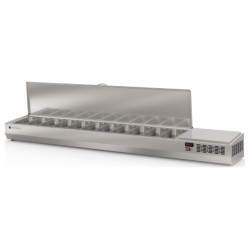 Expositor refrigerado de ingredientes EI-1/3-250-T para 11 cubetas GN 1/3 con tapa inox abatible