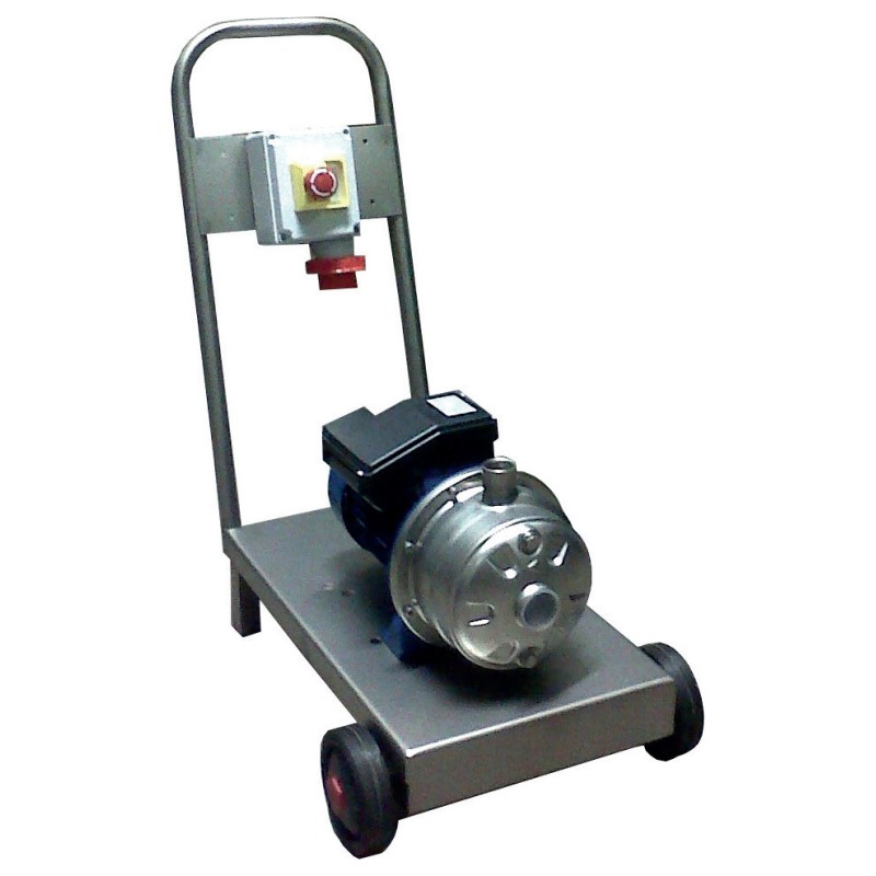 Bomba centrífuga inox con carro para lavado de depósitos 2 HP monofásica - 200 l/min a 2,5 bar