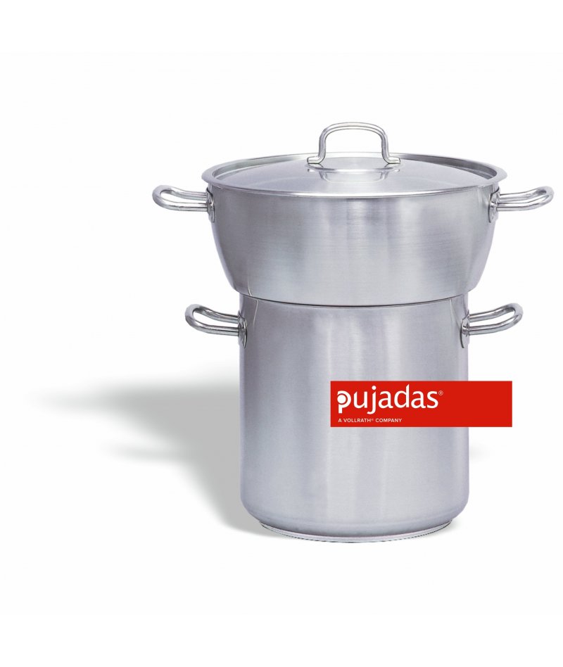Conjunto cuscusera bombeada con tapa Inox-Pro - Diámetro: 40+40 cm - Altura: 20+20 cm - Capacidad: 20+20 lts
