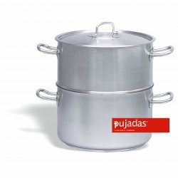 Conjunto vaporera Inox-Pro Diámetro: 20+20 cm - Altura: 13+13 cm - Capacidad: 4+4 lts.