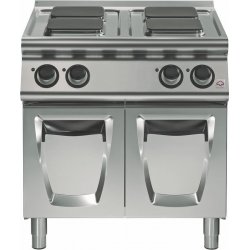 Cocina eléctrica sobre base con puertas 4 fuegos cuadrados Fondo 700 Emotion