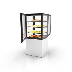 Vitrina caliente profesional Integra IN60/80-140CA blanca con calor seco, LED y 3 estantes de cristal