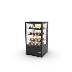 Vitrina sobremostrador IN60-115 -B- negra con frío ventilado, LED, puertas traseras y control táctil profesional