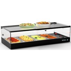Vitrina caliente negra Tapas Baño María CLO4BL, 4 GN 1/3, 80°C
