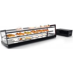 Vitrina refrigerada sobremostrador Kube VCKB6GRP de 132 cm con triple exposición, grupo remoto y cristal templado