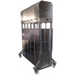 Prensa vertical para queso de acero inoxidable con 10 pistones neumáticos con puertas Scovali SCPV-10EV-P